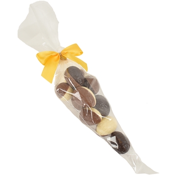 Sjokolade påskeegg i spidspose med sløyfe