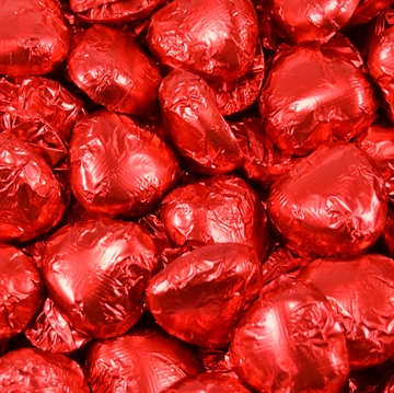 Lyse sjokoladehjerter - Rød folie