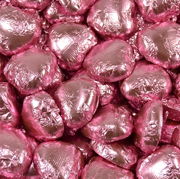 Lyse sjokoladehjerter - Pink folie